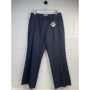LL Bean Favorite Fit Curvy Trousers Dark Wash Pants Lycra NWT Womens Size 14 Reg